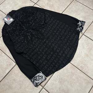 NWT Deadstock y2k grunge house of lords woven button up bedazzled shirt